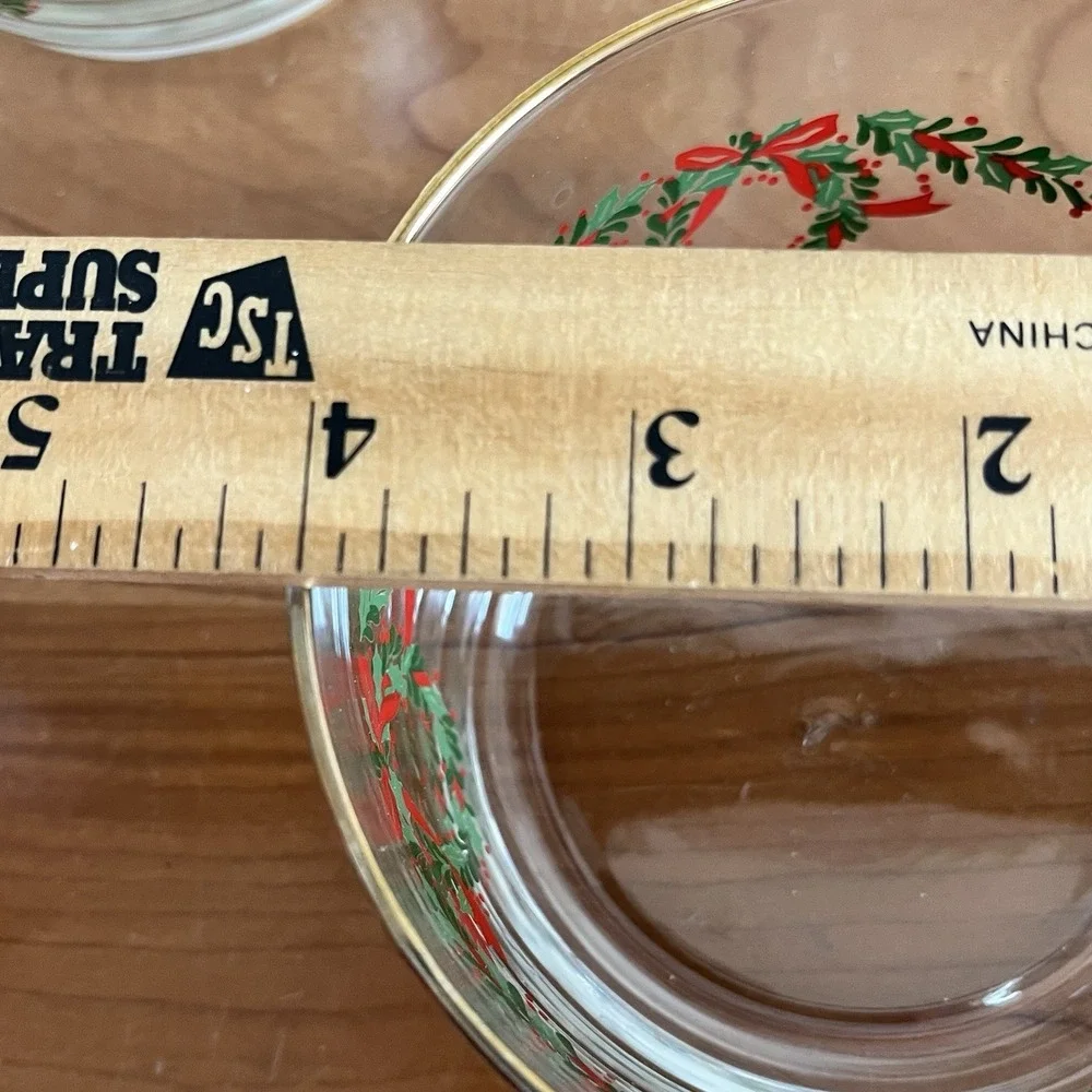 Libbey Clear Glass Christmas Holly Wreath Gold Rimmed Bowl Vintage Set Of‎ 3